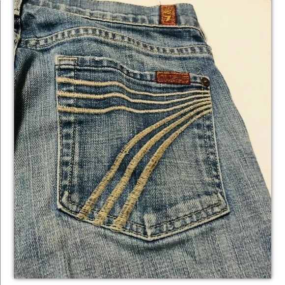 7 For All Mankind Crop Dojo Light Wash Jeans Sz 28 Women - Picture 4 of 7